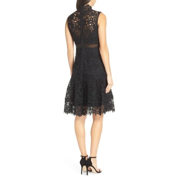 NEW Bardot Elise Lace Floral Cocktail Dress Black - Picture 2 of 7